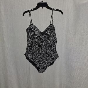 Catalina Black and White Polka Dot One Piece Swimsuit NWOT Sz XL 16-18 Vacation
